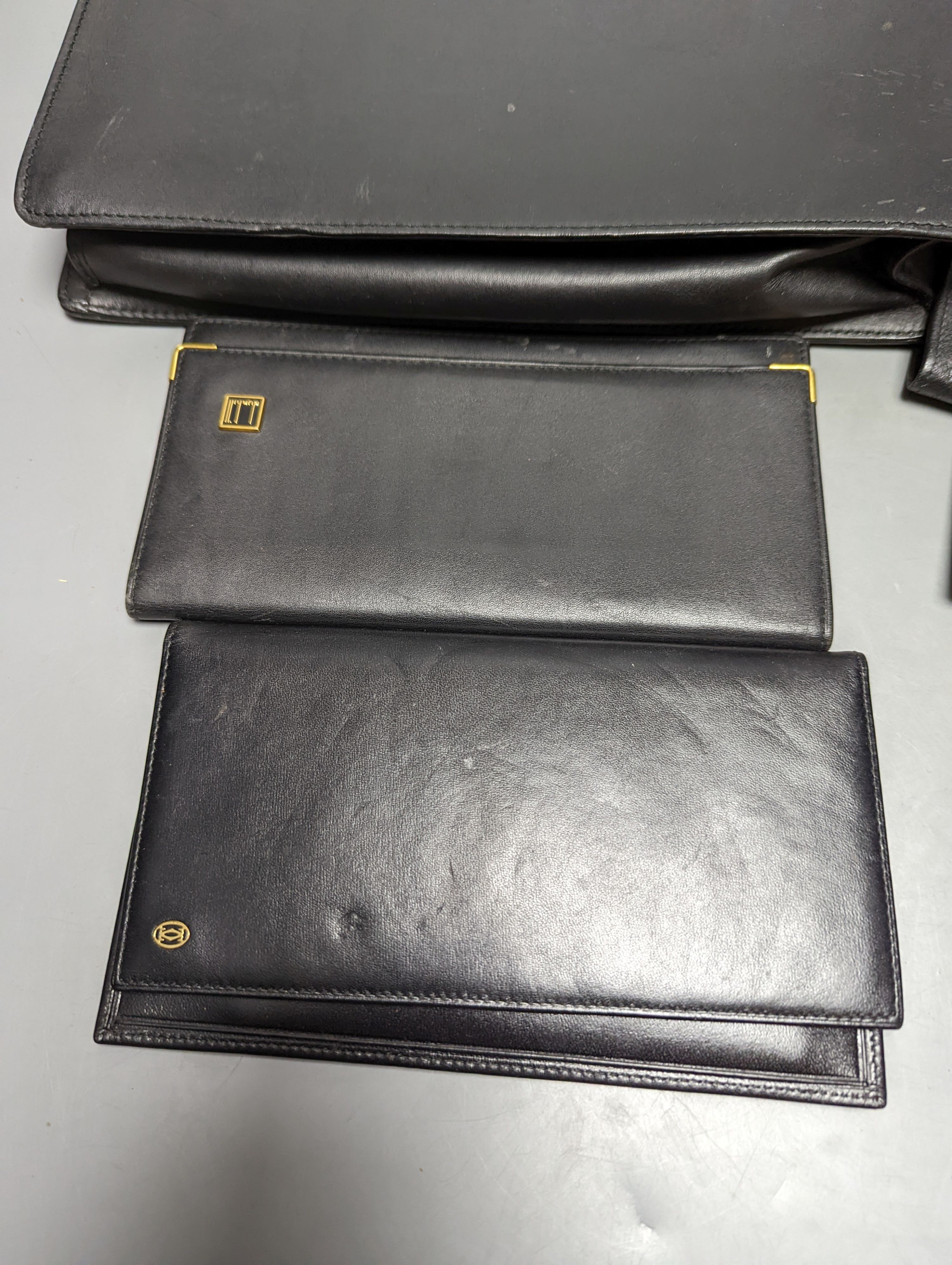 Dunhill and other wallets, novelty pistol lighter, etc.